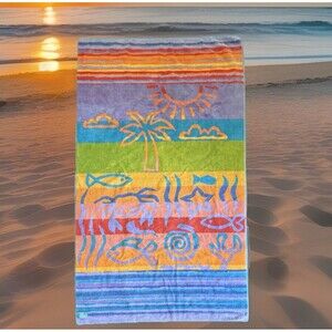 TerriSol Beach Towel Tropical Cotton Retro Pool Ocean Summer 36”x61” Brazil